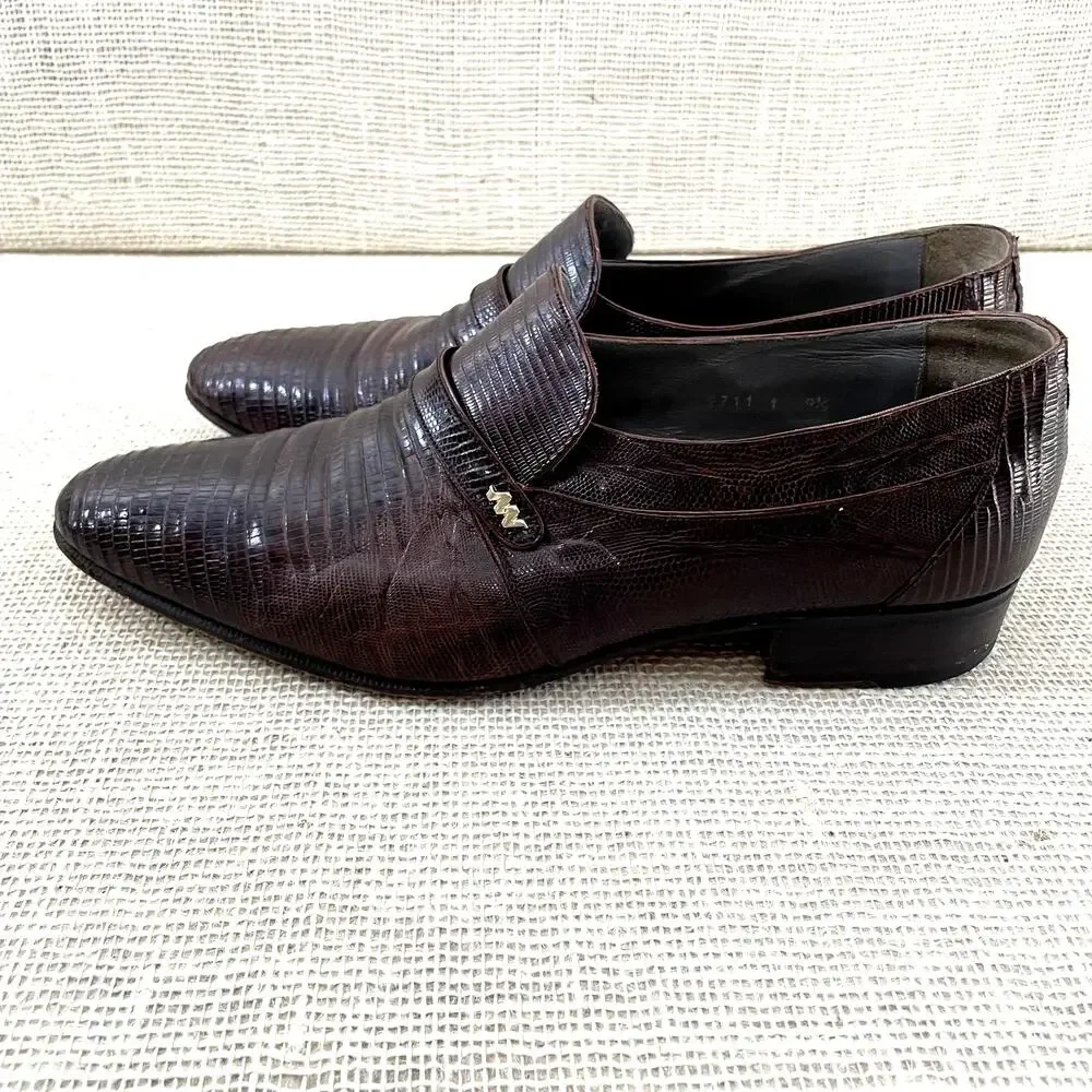 John Weitz Genuine Lizard Dress Loafers, Slip on, Pointed toe, Men's 9‎